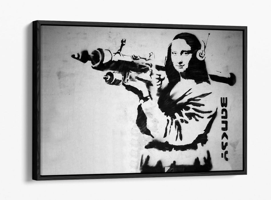 MONA LISA BAZOOKA FLOAT EFFECT CANVAS WALL ART PIC PRINT GRAFFITI-