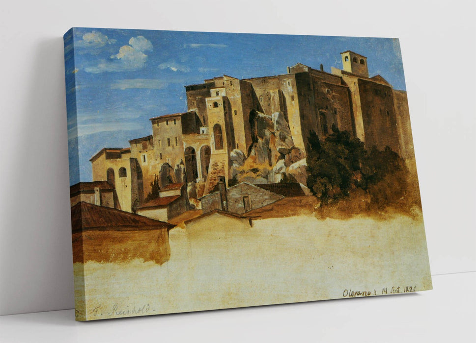HEINRICH REINHOLD, GROUP OF HOUSES IN OLEVANO -CANVAS WALL ART ARTWORK PRINT