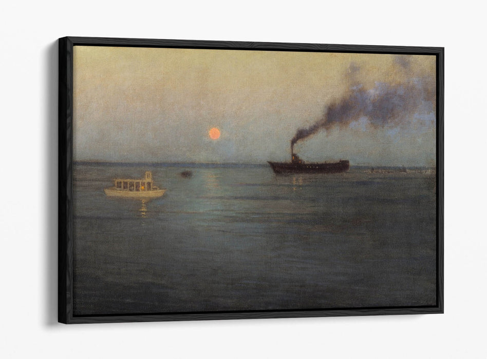 L. BIRGE HARRISON, ROSY MOON CHARLESTON HARBOR -FLOAT EFFECT CANVAS ART PRINT