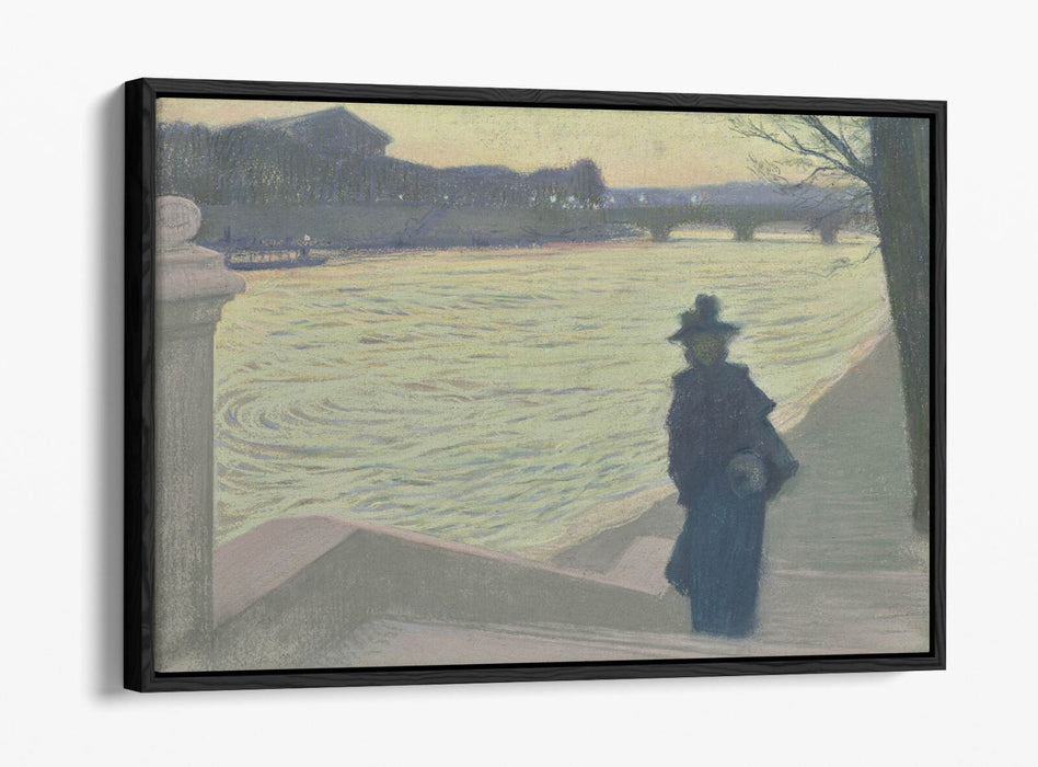 ARMAND POINT, QUAYS OF THE SEINE AT NIGHT -FLOAT EFFECT CANVAS WALL ART PRINT