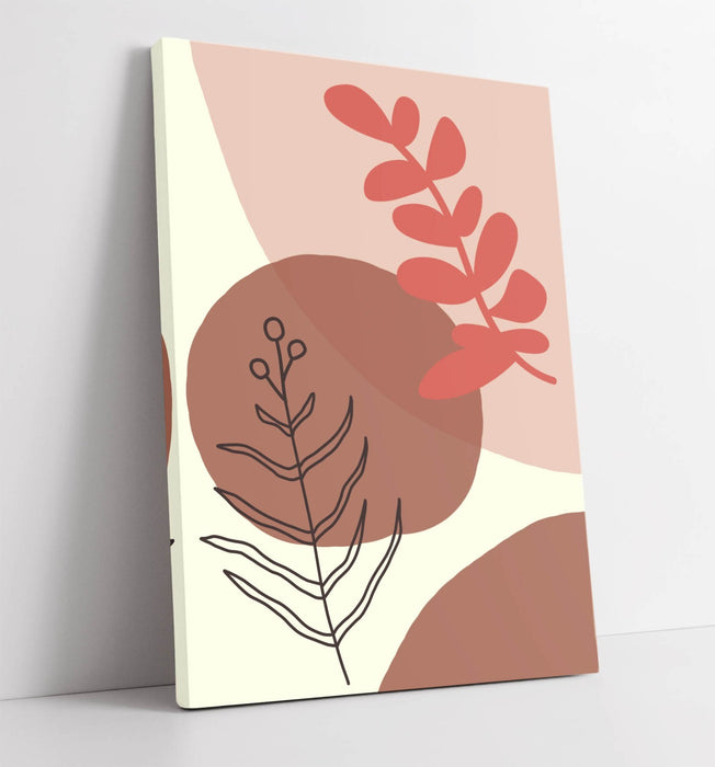 BOTANICAL LEAF BAUHAUS TRENDY MINIMALIST BATHROOM -CANVAS WALL ART PICTURE PRINT