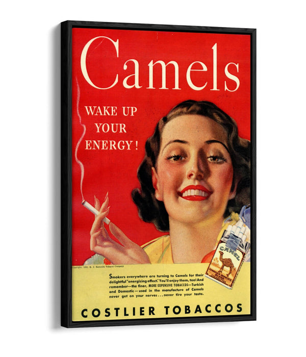 VINTAGE RETRO CAMELS CIGARETTES ADVERTISEMENT -FLOAT EFFECT CANVAS ART PRINT