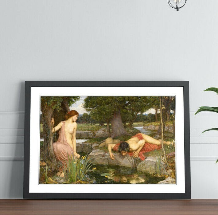 JOHN WILLIAM WATERHOUSE Echo Narcissus FRAMED ART POSTER PAINTING PRINT 4 SIZES