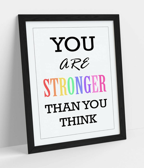 "YOU ARE STRONGER" MOTIVATIONAL QUOTE SLOGAN -FRAMED WALL ART PICTURE PRINT