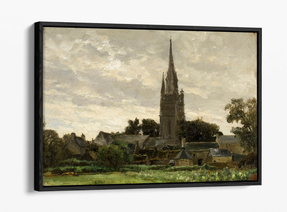 CARLOS DE HAES, THE TOWER OF CHURCH -FLOAT EFFECT CANVAS WALL ART PICTURE PRINT