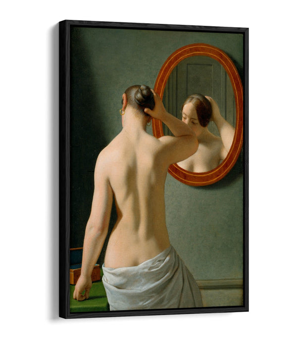 C.W ECKERSBERG, WOMAN IN FRONT OF MIRROR -FLOAT EFFECT CANVAS WALL ART PIC PRINT