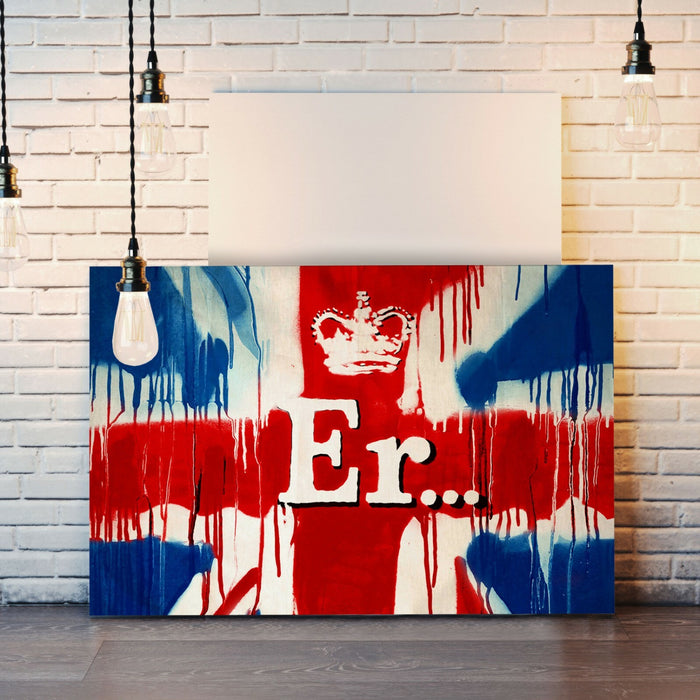 BANKSY ER SORRY STREET ARTWORK CANVAS GRAFFITI WALL ART 30MM DEEP FRAMED PRINT