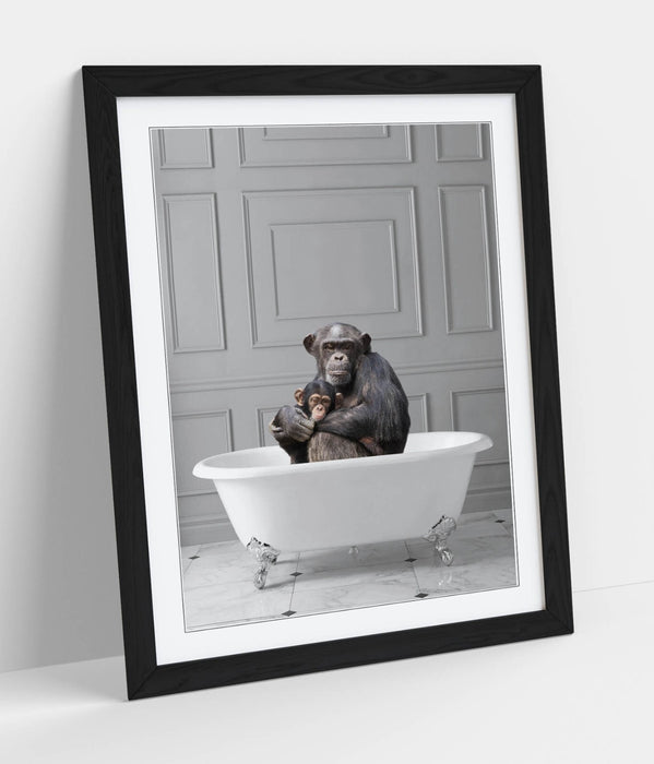 MONKEY CHIMP IN BATHTUB -QUIRKY ART FRAMED POSTER PICTURE PRINT BATHROOM ARTWORK