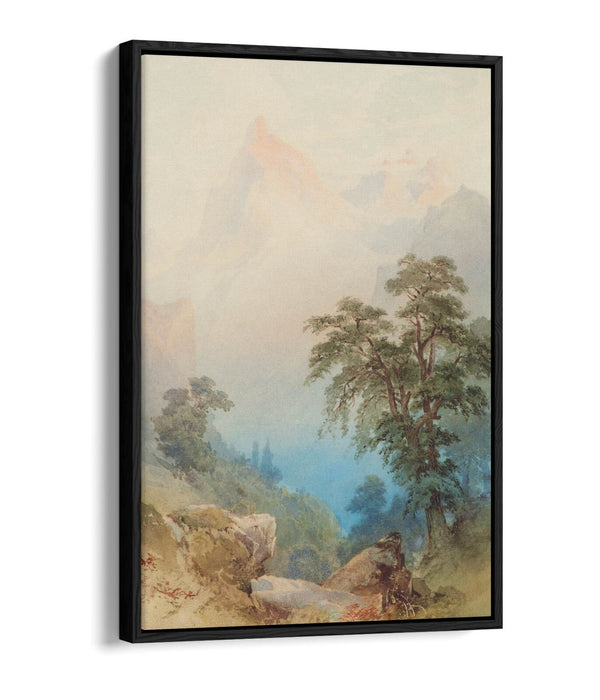 NICHOLAS CHEVALIER, A VIEW OF THE ALPS -FLOAT EFFECT CANVAS WALL ART PRINT