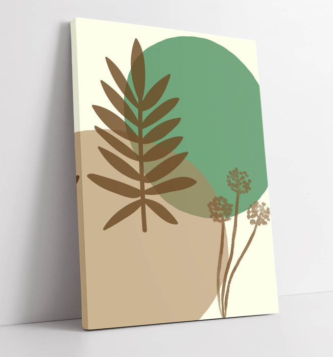 BOTANICAL LEAF BAUHAUS TRENDY MINIMALIST SAGE -CANVAS WALL ART PICTURE PRINT