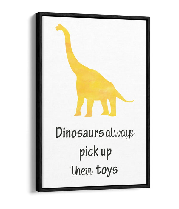 "DINOSAURS PICK UP TOYS" WATERCOLOUR NURSERY -FLOAT EFFECT CANVAS WALL ART PRINT