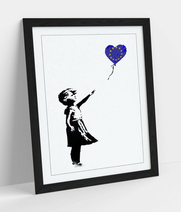 BANKSY BALLOON GIRL EUROPEAN FLAG BREXIT-FRAMED ART POSTER PICTURE PRINT ARTWORK