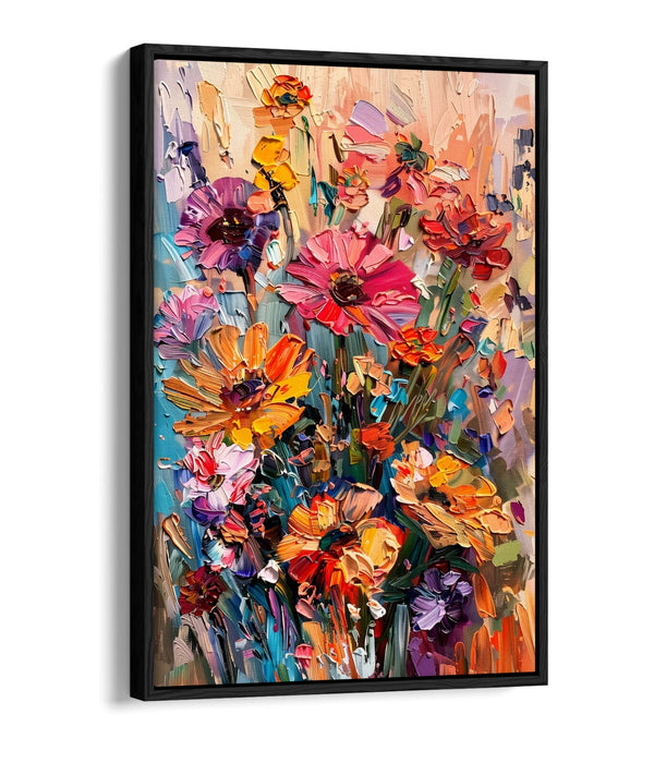 BOUQUET OF FLOWERS IMPRESSIONIST STYLE DECOR FLOAT EFFECT CANVAS ART PRINT