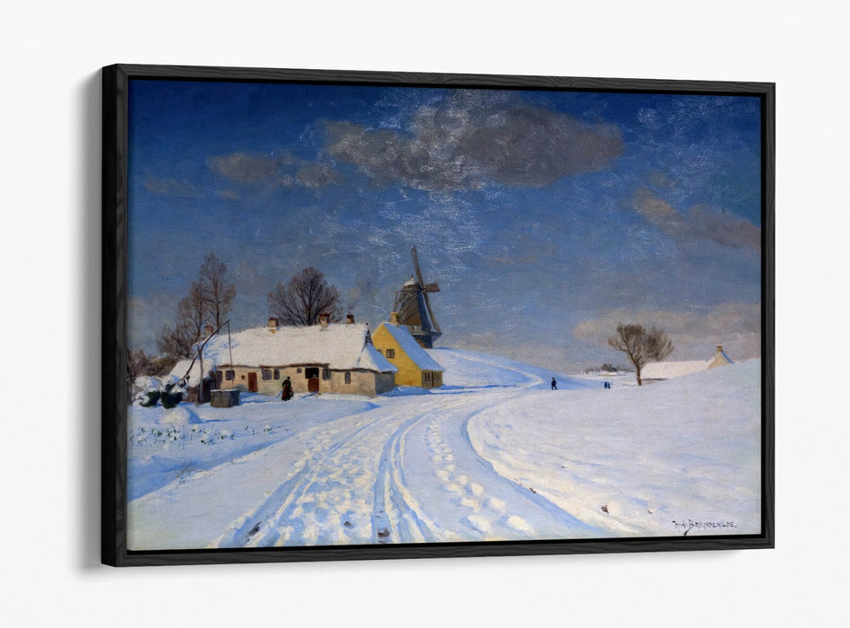 H.A BRENDEKILDE, SNOWY LANDSCAPE -FLOAT EFFECT CANVAS WALL ART PIC PRINT
