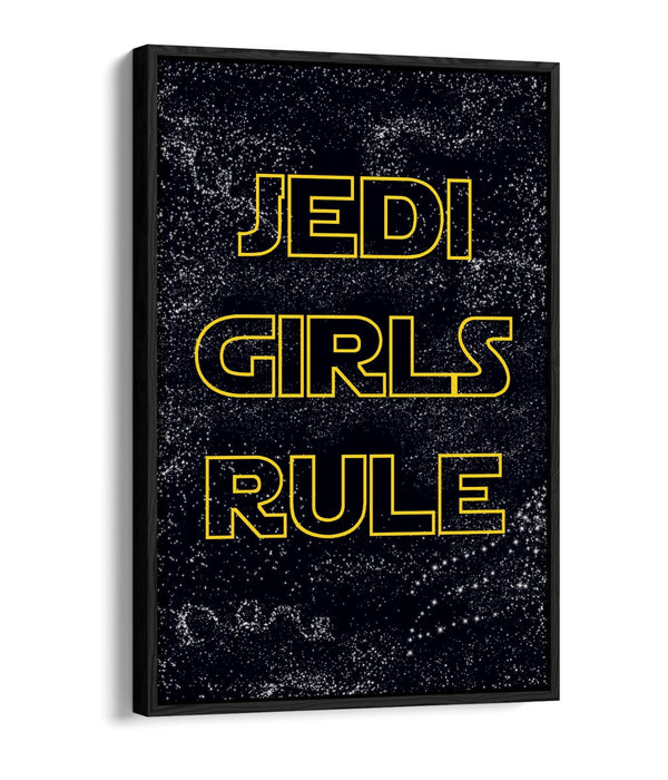 "JEDI GIRLS RULE" STAR WARS STYLE QUOTE KIDS ROOM -FLOAT EFFECT CANVAS ART PRINT