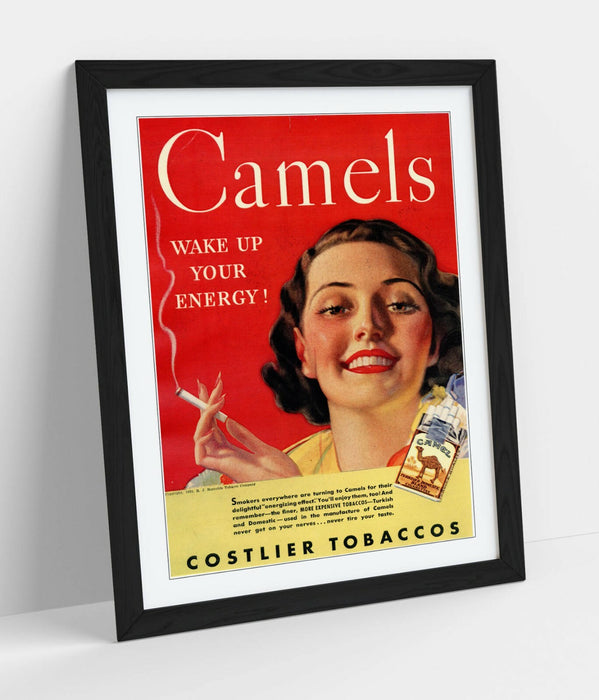 VINTAGE RETRO CAMELS CIGARETTES ADVERTISEMENT -FRAMED WALL ART PICTURE PRINT