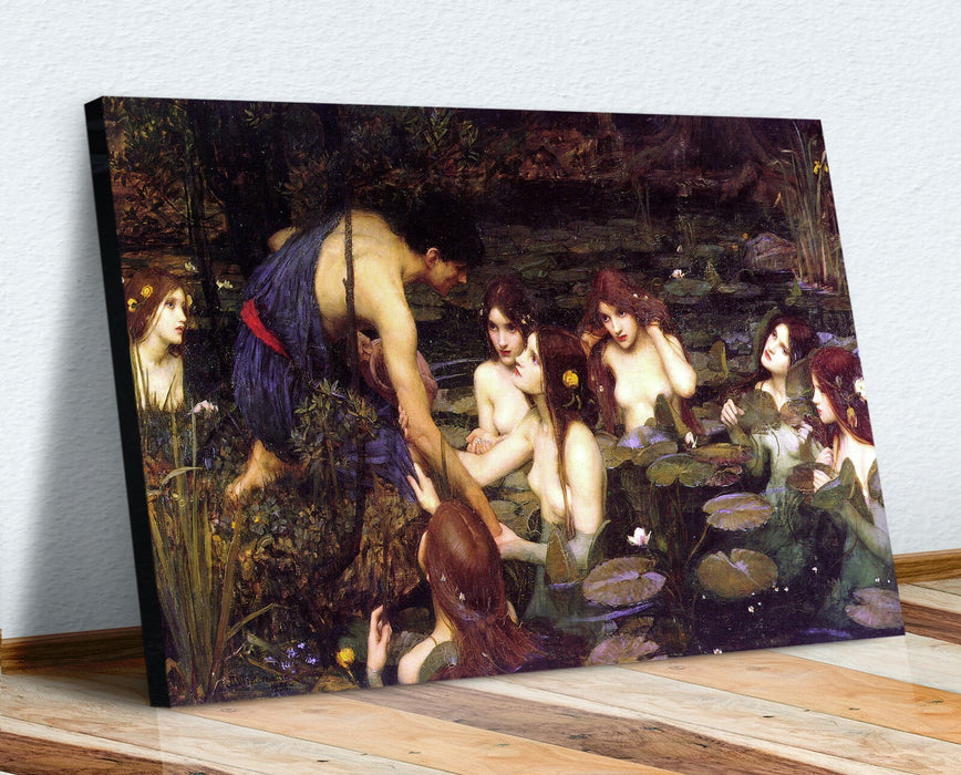 CANVAS WALL ART ARTWORK FRAMED PRINT John William Waterhouse Hylas and the Nymph