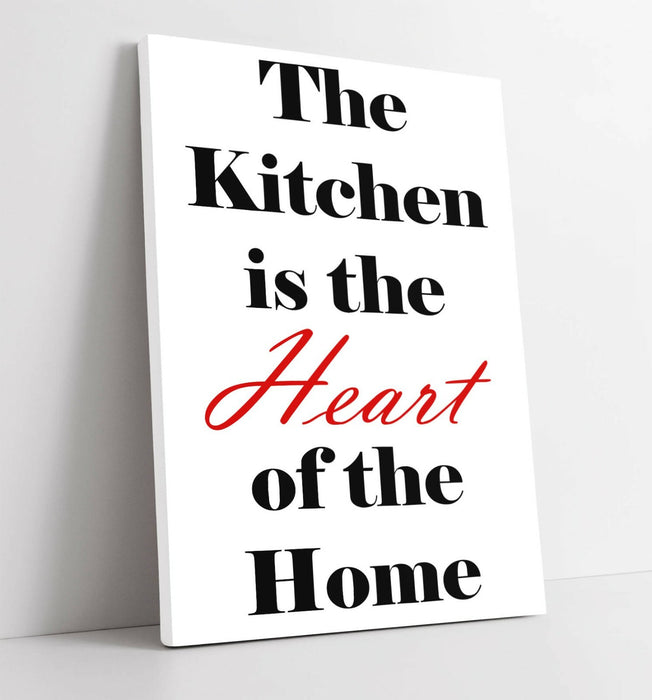 "KITCHEN IS THE HEART OF THE HOME" QUOTE SLOGAN -CANVAS WALL ART PICTURE PRINT