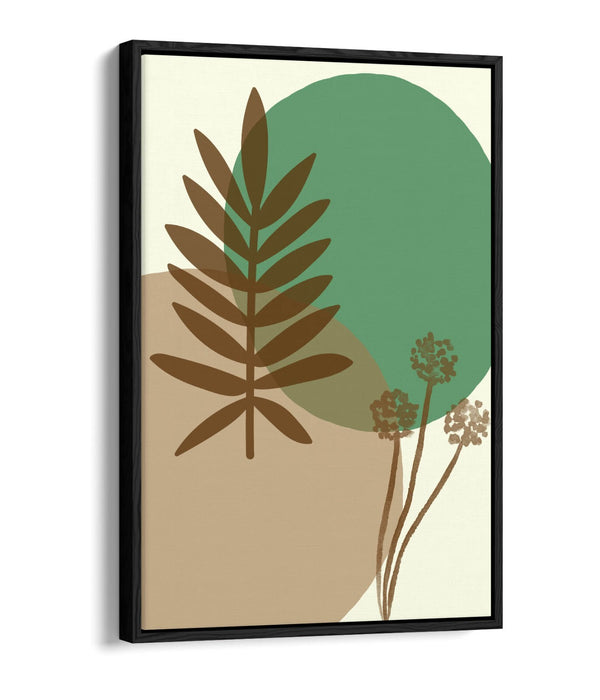 BOTANICAL BAUHAUS TRENDY MINIMALIST LEAVES -FLOAT EFFECT CANVAS WALL ART PRINT