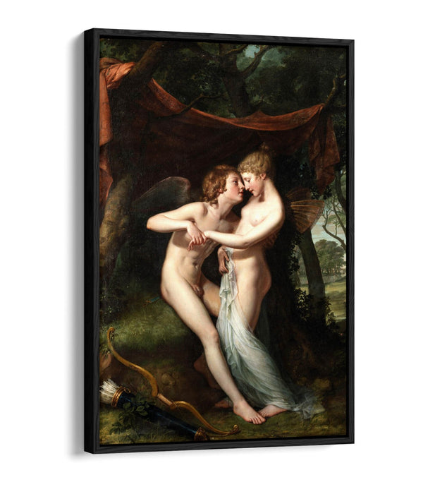 HUGH DOUGLAS HAMILTON, CUPID AND PSYCHE -FLOAT EFFECT CANVAS WALL ART PRINT