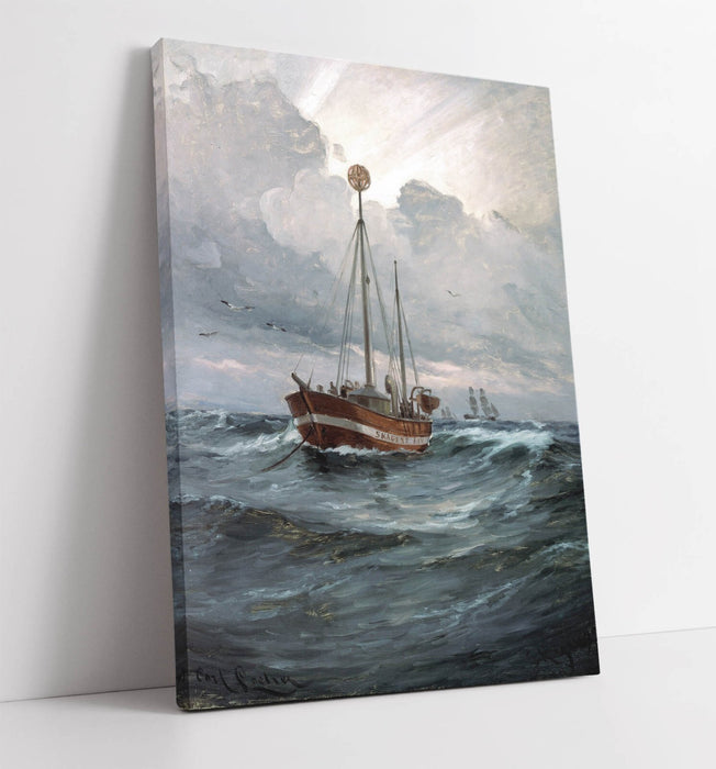 CARL LOCHER, THE LIGHTSHIP AT SKAGEN REEF -CANVAS WALL ART ARTWORK PRINT