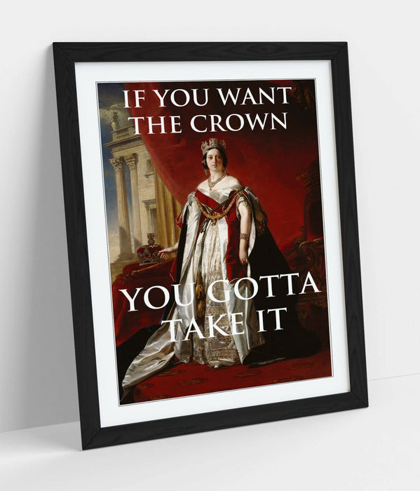 "IF YOU WANT THE CROWN" MOTIVATIONAL QUOTE SLOGAN -FRAMED WALL ART PICTURE PRINT