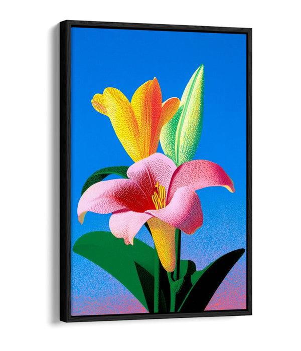 Colourful Lily Canvas Art - Handmade Floral Wall Art With Float Effect Frame