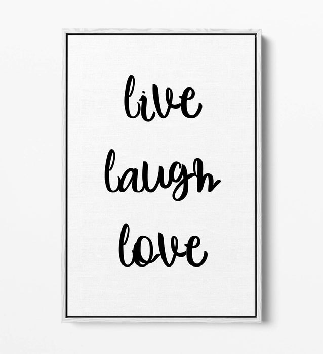 "LIVE LAUGH LOVE" HAPPY INSPIRATIONAL QUOTE HOME -FLOAT EFFECT CANVAS ART PRINT