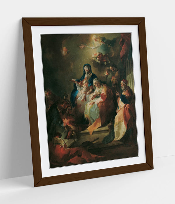 Framed Wall Art – Franz Maulbertsch Holy Kin Painting | Natural Wood Frame