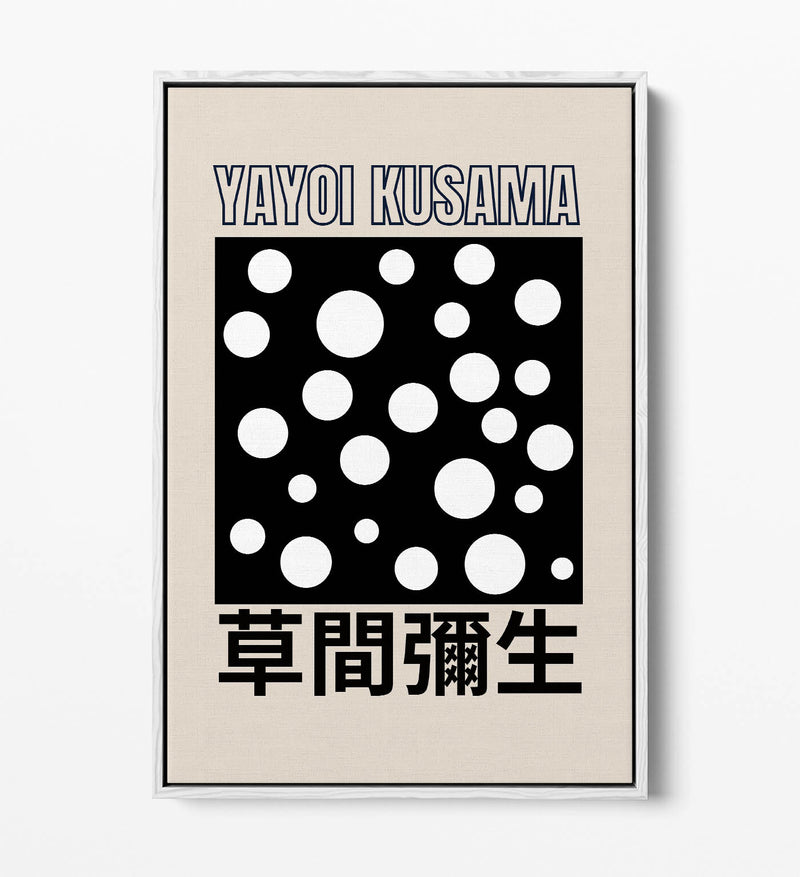 Canvas Art Print – Contemporary Black and White Polka Dot Decor with Float Effect Frame
