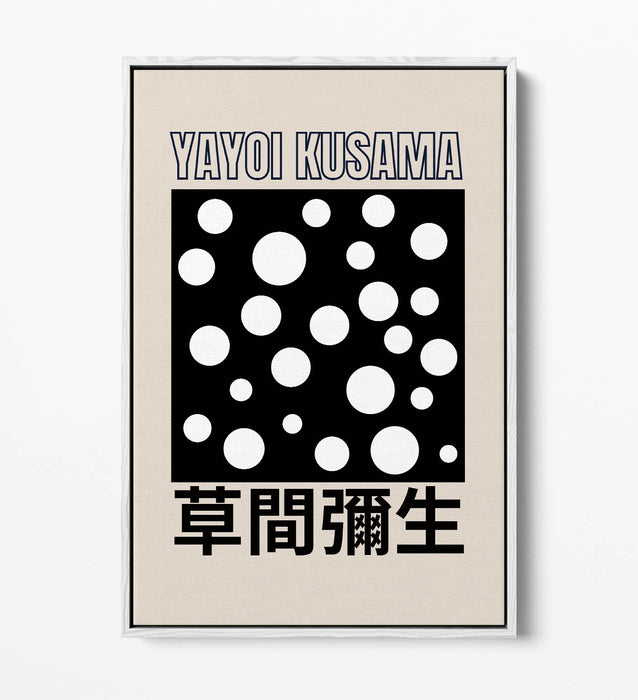 Canvas Art Print – Contemporary Black and White Polka Dot Decor with Float Effect Frame