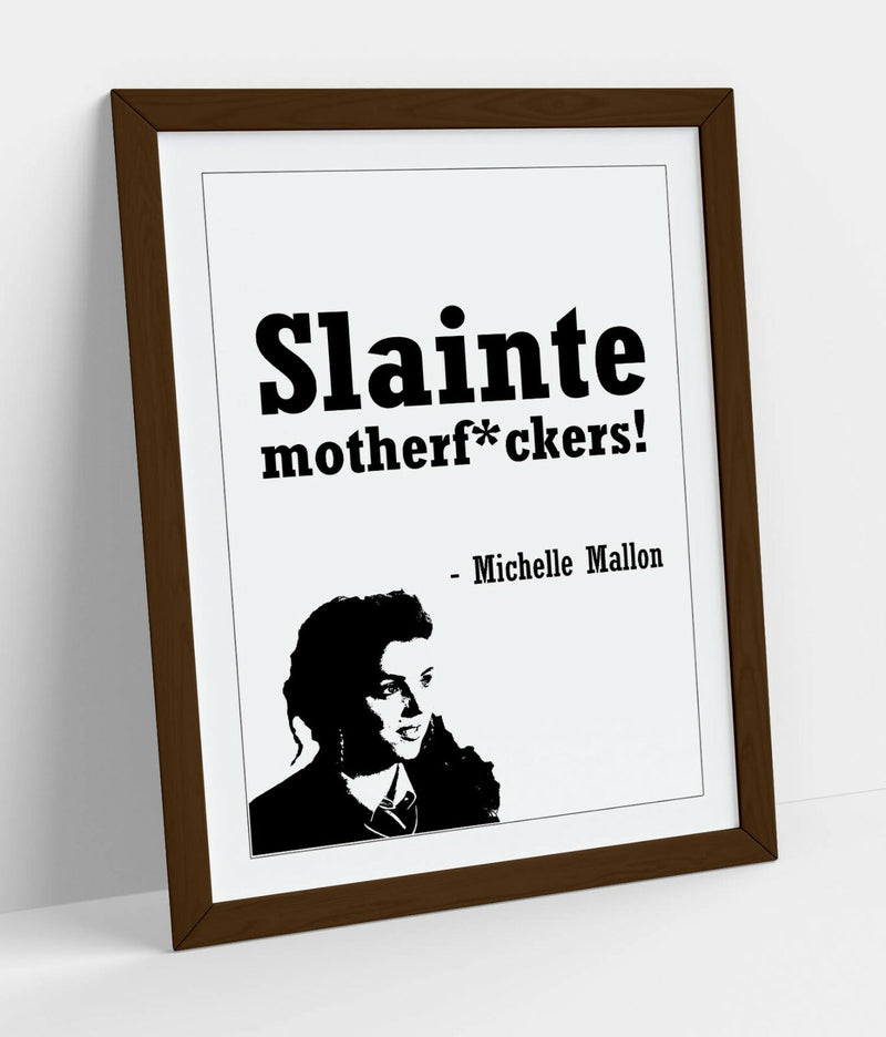 Framed Wall Art – Funny Irish Derry Girls Poster with Wood Grain Frame | Handmade UK Art