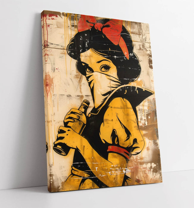 Canvas Wall Art - Edgy Snow White Graffiti Urban Art Canvas Print | Ready To Hang