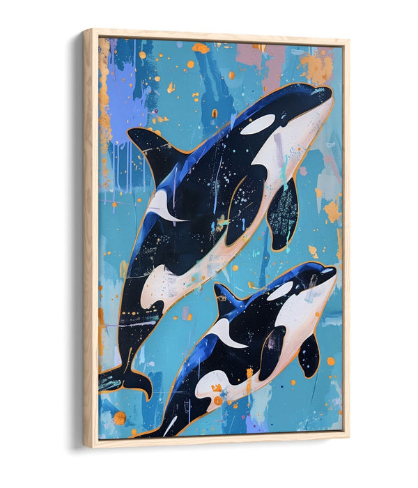 Canvas Wall Art - Floating Blue Orca Print | Handmade MDF Frame, Vibrant Colors