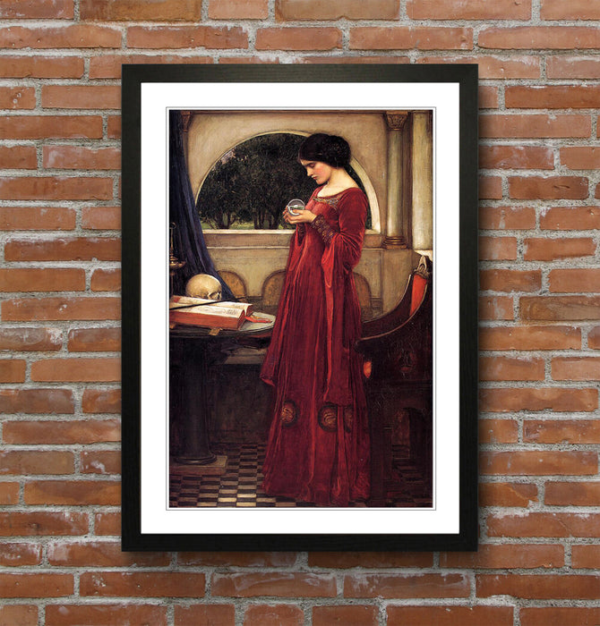 JOHN WILLIAM WATERHOUSE CRYSTAL BALL FRAMED ART POSTER PAINTING PRINT 4 SIZES