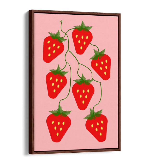 STRAWBERRIES FRUIT TRENDY MINIMALIST KITCHEN -FLOAT EFFECT CANVAS WALL ART PRINT