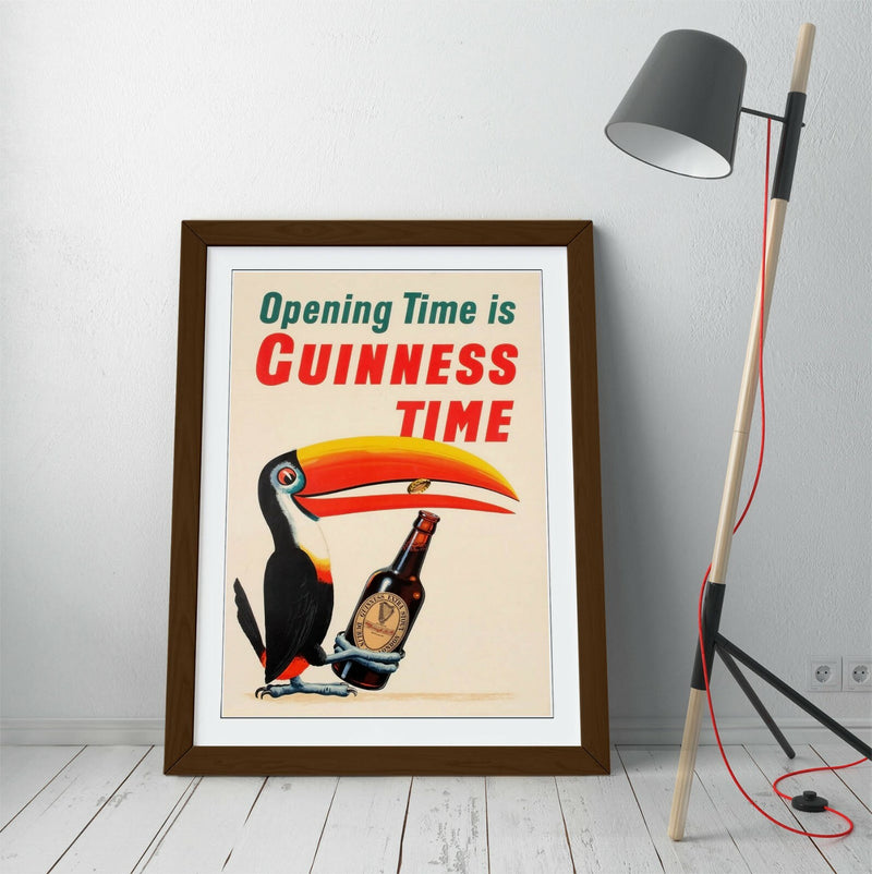 Vintage Guinness Poster - Framed Wall Art With Woodgrain Frame & Matte Paper Print