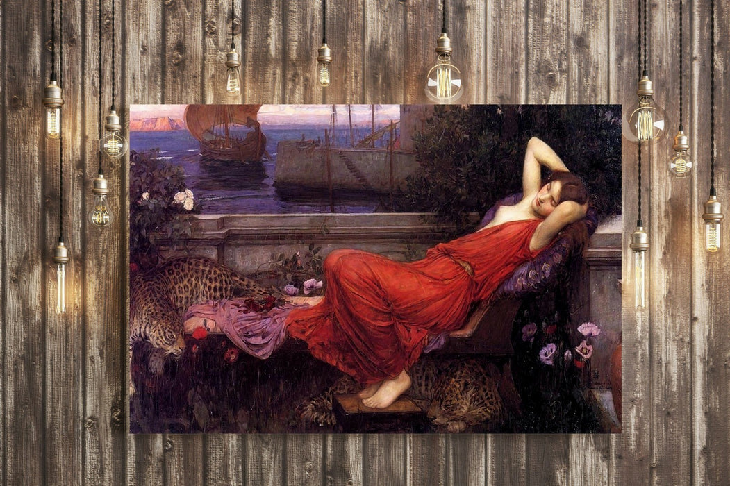 CANVAS WALL ART PICTURE FRAMED PRINT RED John William Waterhouse Ariadne
