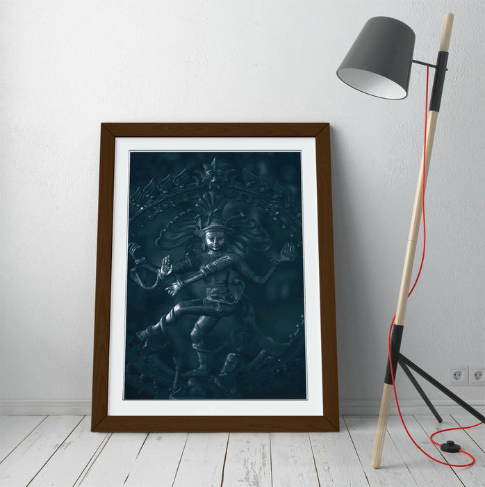 Dancing Shiva Poster – Handmade UK Framed Wall Art | Hinduism Art Print Grey