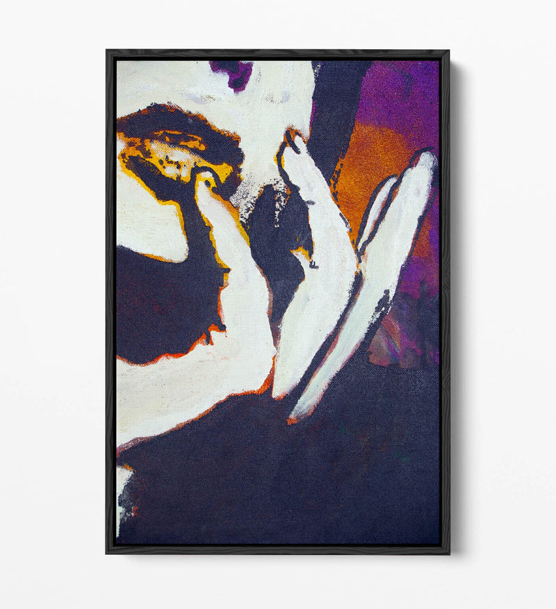 Canvas Wall Art – Abstract Lips Graffiti Print | Float Effect Frame, Handmade UK
