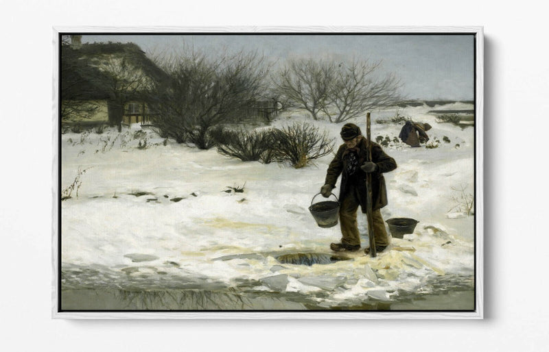 Canvas Wall Art - Snowy Landscape Print With Float Effect Premium Frame