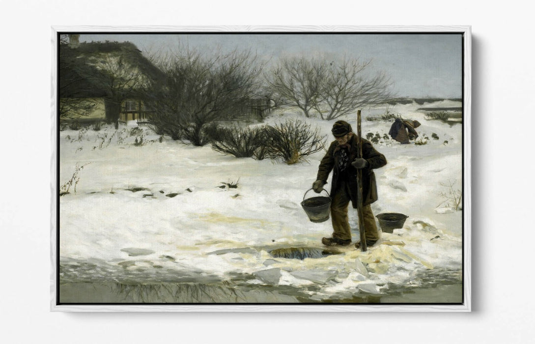H.A BRENDEKILDE, SNOWY LANDSCAPE -FLOAT EFFECT CANVAS WALL ART PIC PRINT