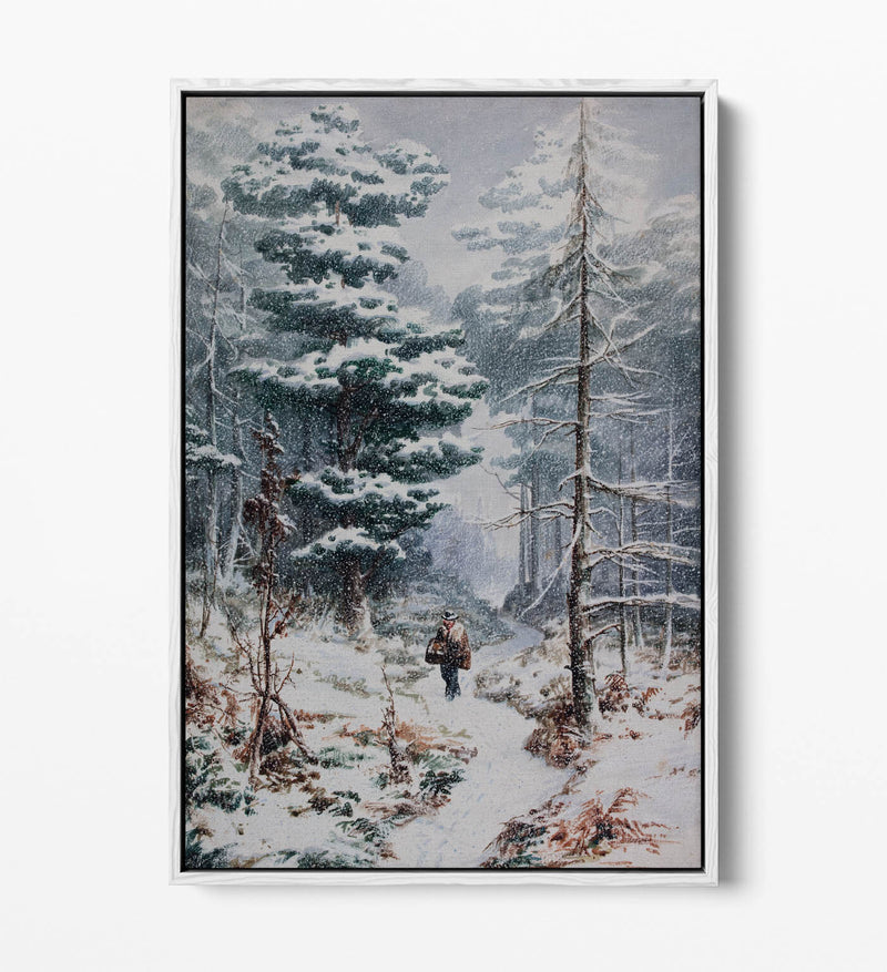 Canvas Wall Art Print - Elijah Walton Rednal Wood In Winter | Float Effect Frame