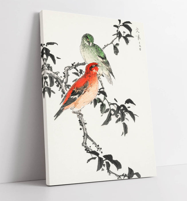 Canvas Wall Art - Numata Kashu Crossbill Bird Print | Handmade UK Artwork