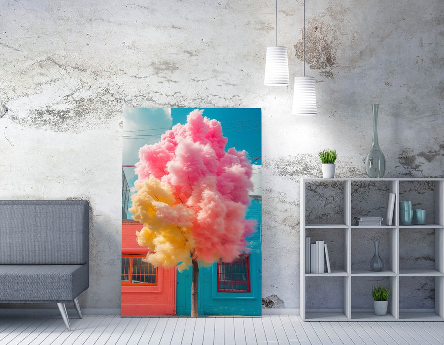 Canvas Wall Art – Multi Colour Cotton Candy Tree Art | Contemporary Canvas Print