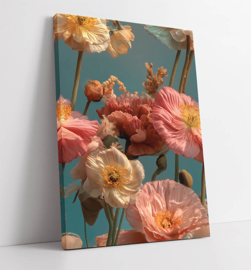 Canvas Wall Art - Pink White Flowers Floral Print on Archival Grade Canvas