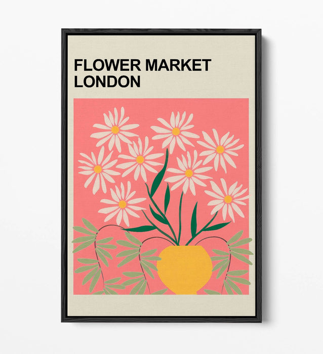 Floral Canvas Art – Flower Market Print | Contemporary Float Effect Canvas Wall Decor