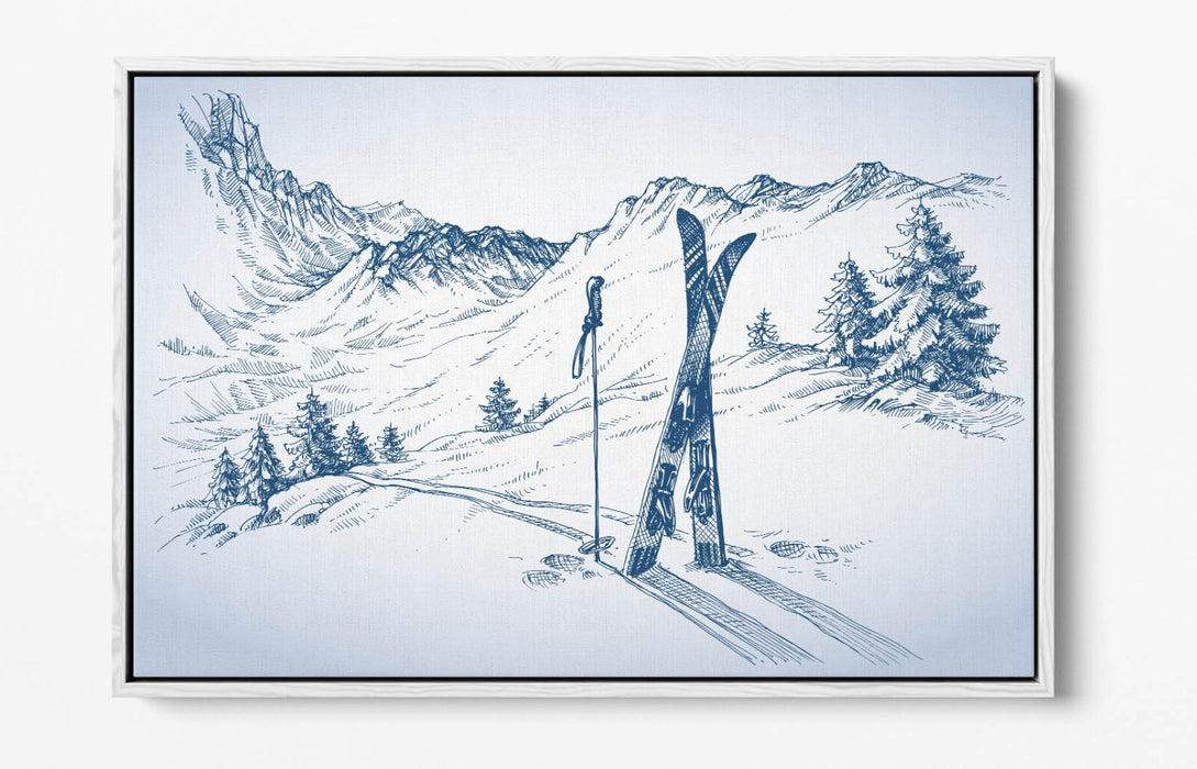 Canvas Wall Art – Winter Snow Ski Landscape | Float Effect Canvas Print