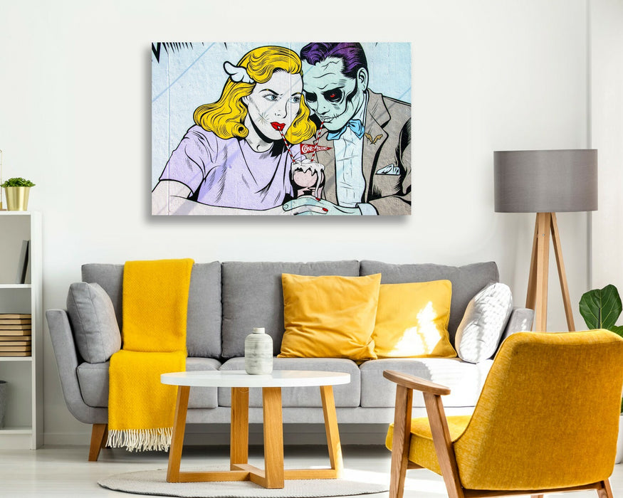 CANVAS WALL ART PRINT GRAFFITI  ARTWORK FRAMED CONEY ISLAND COMIC YELLOW BLUE