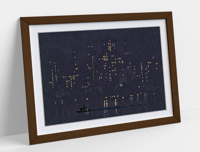 Framed Art Poster - Joseph Pennell Night Lights Artwork | Matte Paper Print